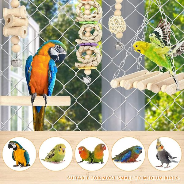 Set de Juguetes para Pájaros - 8 Piezas: Columpios, Masticables y Accesorios para Jaulas de Periquitos, Loros y Cacatúas - Imagen 4